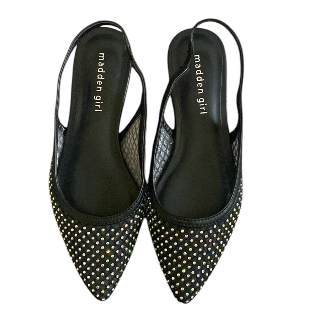 Madden Girl Mesh Slingback With Rhinestone Flats 5.5